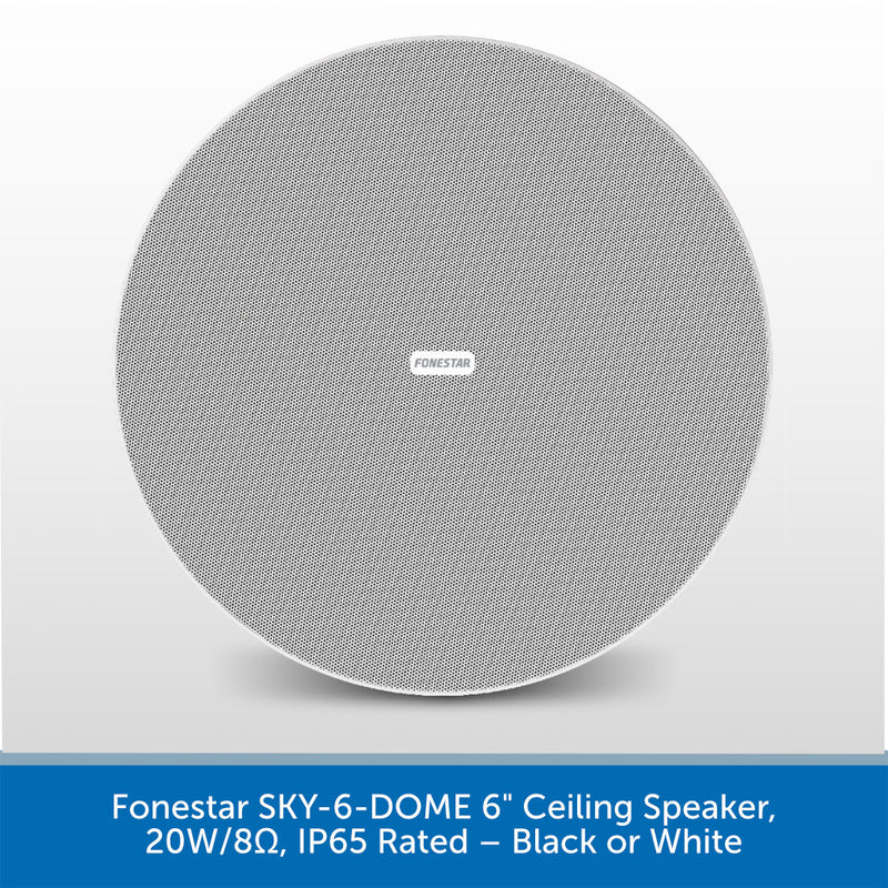Fonestar SKY-8 8" Ceiling Speaker, 20W/8Ω, IP44 Rated – Black or White