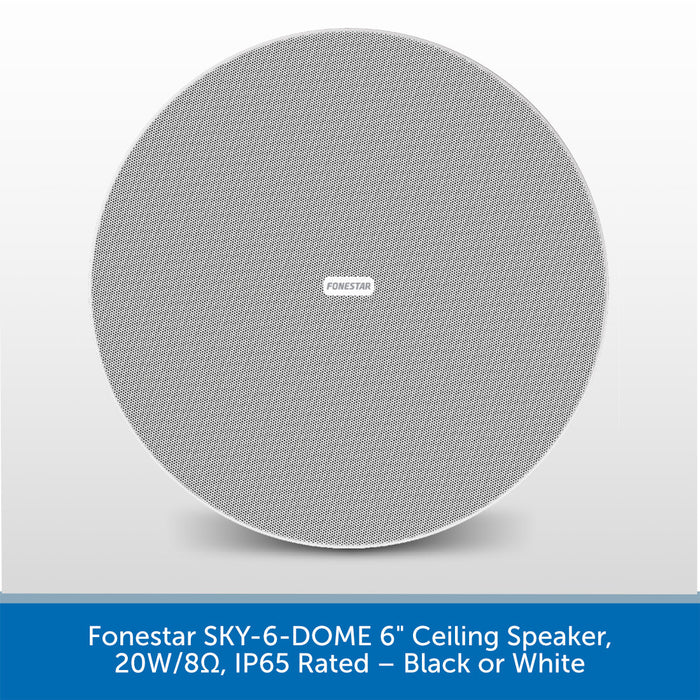 Fonestar SKY-8 8" Ceiling Speaker, 20W/8Ω, IP44 Rated – Black or White