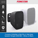 Promotional graphic for a single Sonora 4TB/4TN wall speaker by Fonestar, showing two views of the speaker: one black and one white. The left side features a dark gray vertical panel with product features like IP66, easy install, bracket included, and UV resistant.