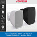 A promotional product graphic for a Sonora 6B/6N wall speaker by Fonestar, showing two speaker units side by side in white and black. The left side includes feature icons and text for 8 Ohms, IP66, easy install, bracket included, and UV resistant.