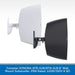 A pair of wall mount subwoofers by Fonestar, one white and one black, shown side-by-side against a white background with a blue text banner at the bottom.