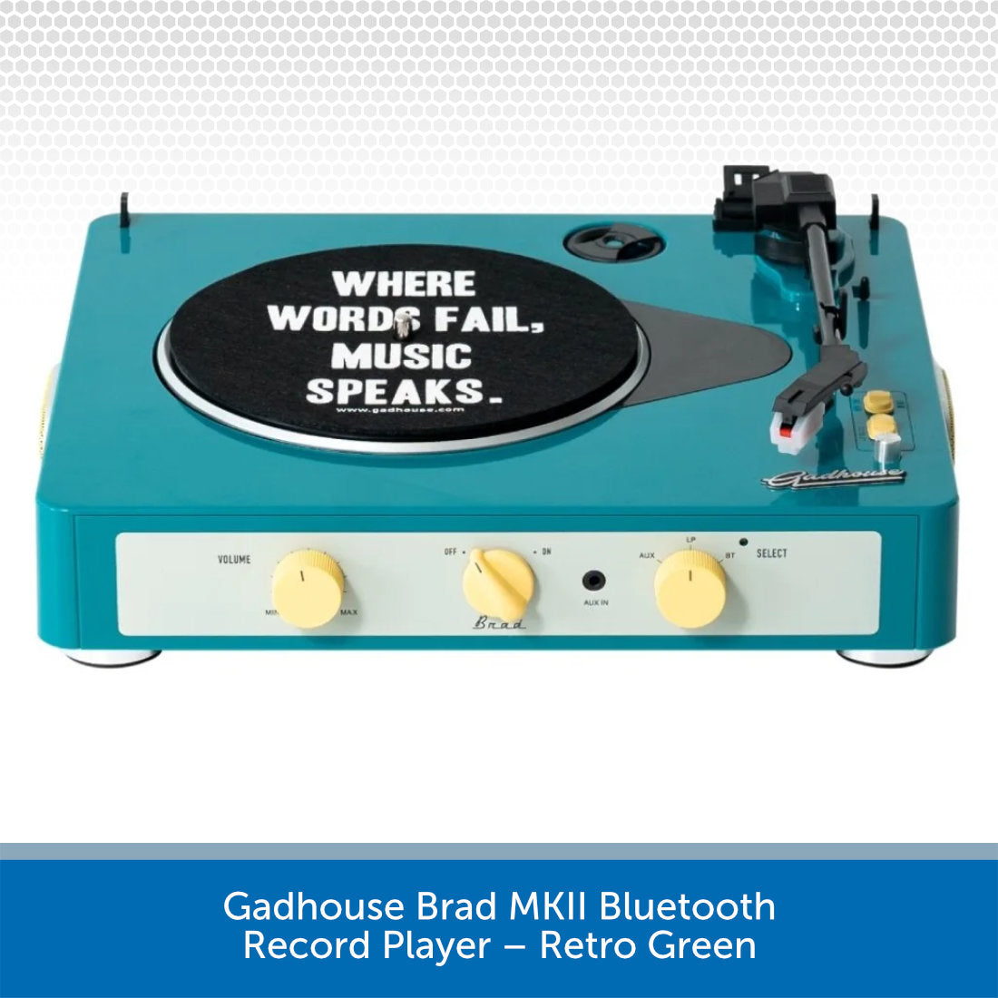 Gadhouse BRAD RETRO RECORD PLAYER ガッドハウス Gadhouse Brad MKII Green Record Player with Bluetooth | Audio Volt