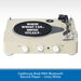 Beige record player with black turntable and 'Where Words Fail, Music Speaks' text on a white background.