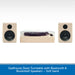 Gadhouse Dean turntable with Bluetooth and bookshelf speakers on a white background