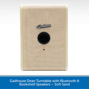 Gadhouse Dean Turntable with Bluetooth & Bookshelf Speakers in Soft Sand color on a white background