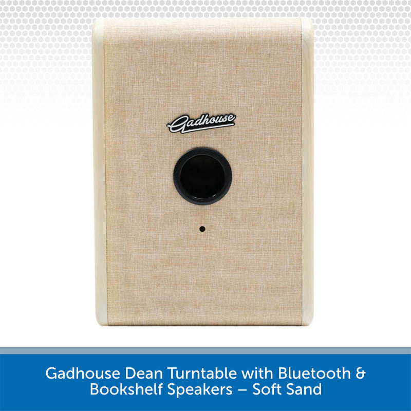 Gadhouse Dean Turntable with Bluetooth & Bookshelf Speakers in Soft Sand color on a white background