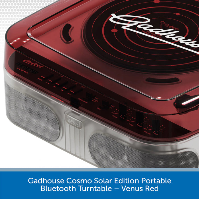 Gadhouse Cosmo Solar Edition Portable Bluetooth Turntable in Venus Red color