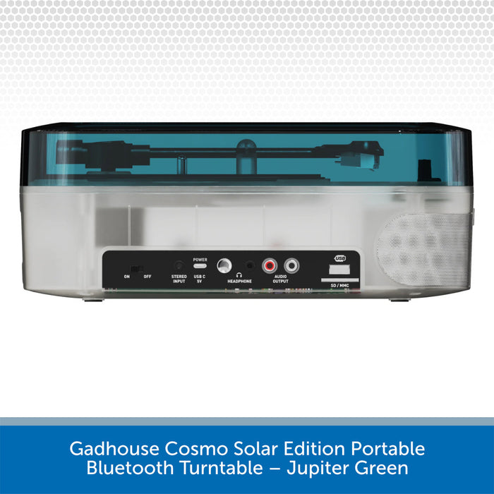Gadhouse Cosmo Solar Edition Portable Bluetooth Turntable on a white background
