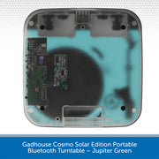 Gadhouse Cosmo Solar Edition Portable Bluetooth Turntable in Jupiter Green on a white background