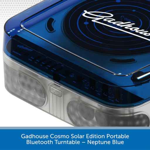 Gadhouse Cosmo Solar Edition Portable Bluetooth Turntable in Neptune Blue color