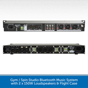 Gym / Spin Studio Bluetooth Music System Back of Amp and Mixer