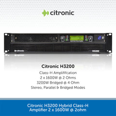 Citronic H3200 Hybrid Class-H Amplifier 2 x 1600W @ 2ohm