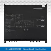 HH Audio MZ-140D 2-Zone Class D Mixer Amplifier, 2 x 140W, 100V Line/4 Ohm
