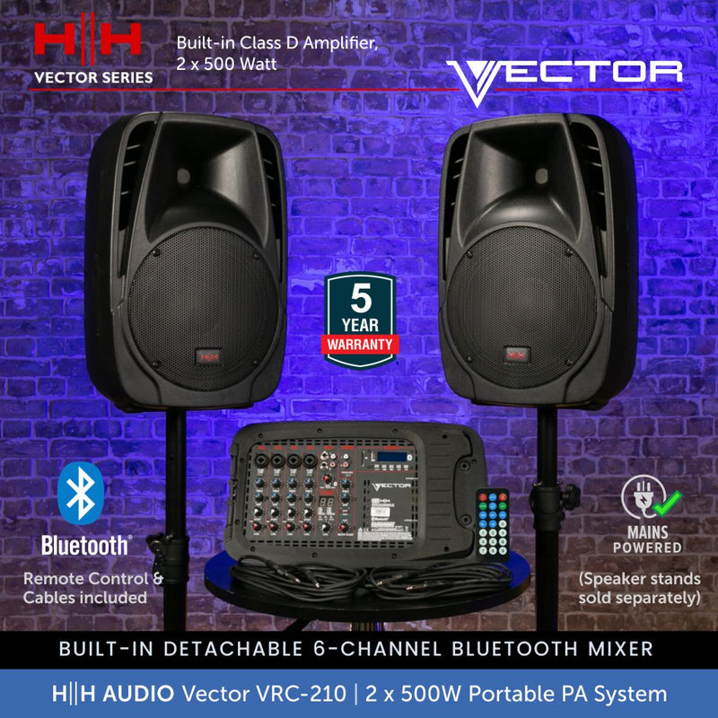 HH Audio Vector VRC-210 Portable PA System with Bluetooth Mixer 