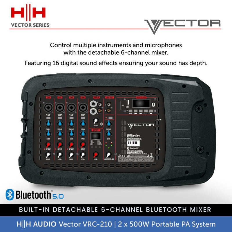 HH Audio Vector VRC-210 Portable PA System with Bluetooth Mixer 