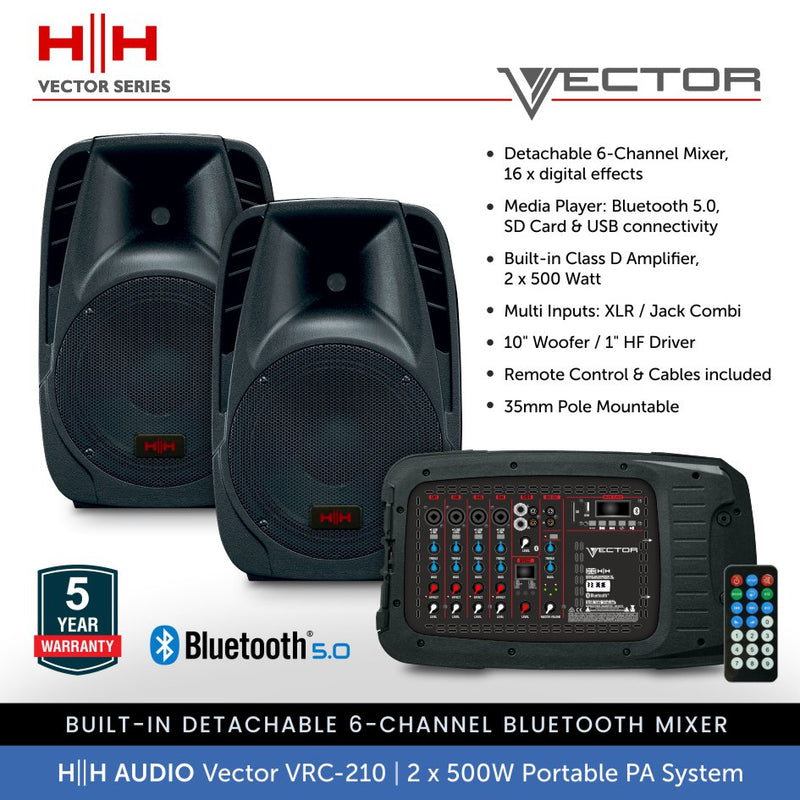 HH Audio Vector VRC-210 Portable PA System with Bluetooth Mixer 