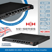 HH AUDIO MZ-280Q - 4-Zone, Class D Mixer Amplifier