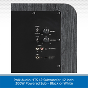 Polk Audio HTS 12 Subwoofer, 12 inch 400W Powered Sub - Black or White