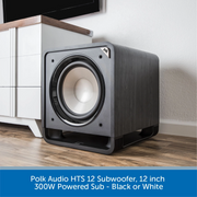 Polk Audio HTS 12 Subwoofer, 12 inch 400W Powered Sub - Black or White