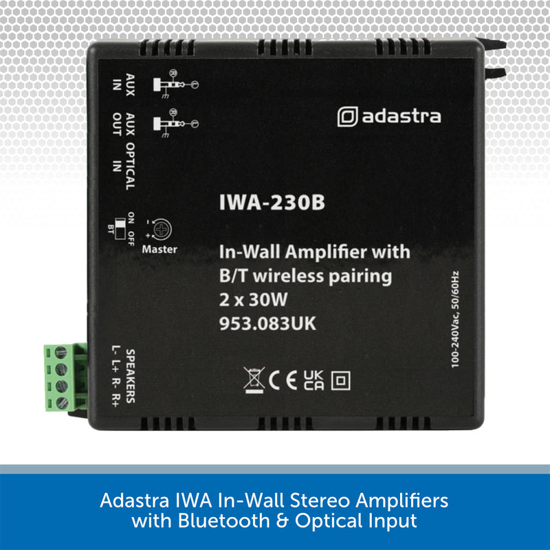 Adastra IWA In-Wall Stereo Amplifiers with Bluetooth & Optical Input
