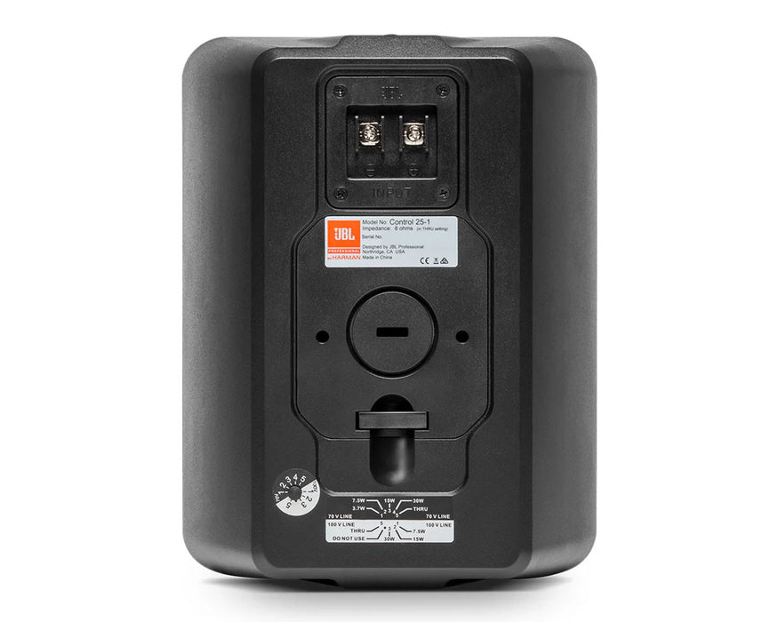 JBL Control 25-1 5.25" Compact Indoor/Outdoor Wall Speakers 100V/8Ω (Pair) – Black or White