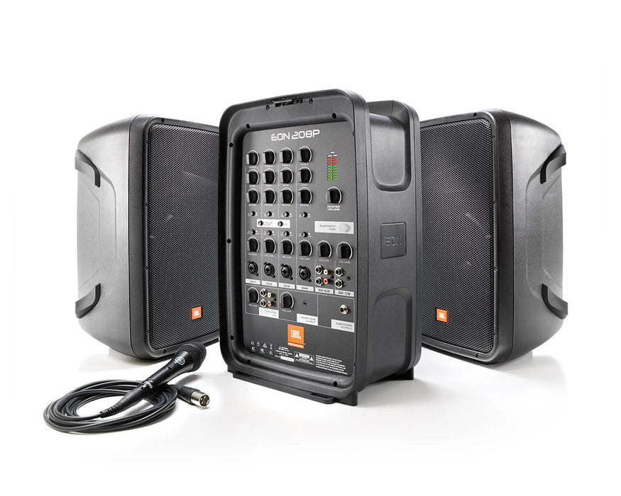 JBL EON208P 8" Portable PA System with 8-Channel Bluetooth Mixer & AKG Mic
