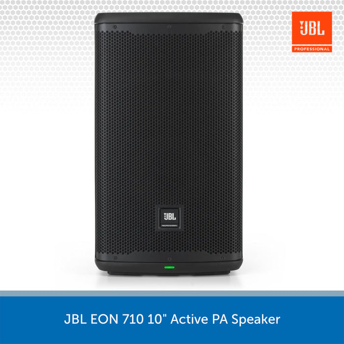 JBL EON 710 10" Active PA Speaker on a white background with JBL logo.