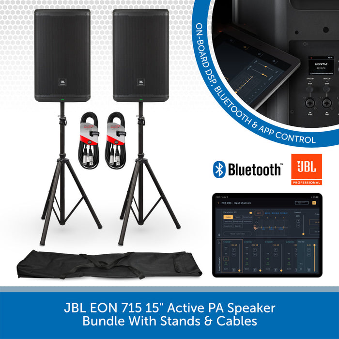 JBL EON 715 15" Active PA Speaker Bundle With Stands & Cables