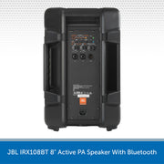 JBL IRX108BT 8" Active PA Speaker with Bluetooth on a white background
