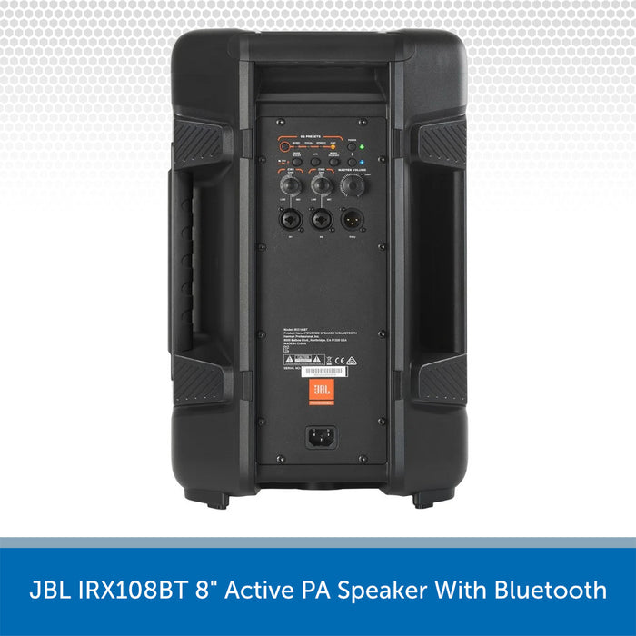 JBL IRX108BT 8" Active PA Speaker with Bluetooth on a white background