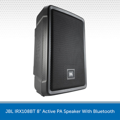 JBL IRX108BT 8" Active PA Speaker with Bluetooth on a white background