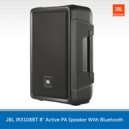 JBL IRX108BT 8" Active PA Speaker with Bluetooth on a white background