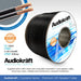 Audiokraft Crystaline Series premium HIFI speaker cable reel with detailed specifications.