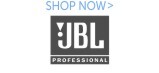 JBL Professional logo with 'Shop Now' text on a black background