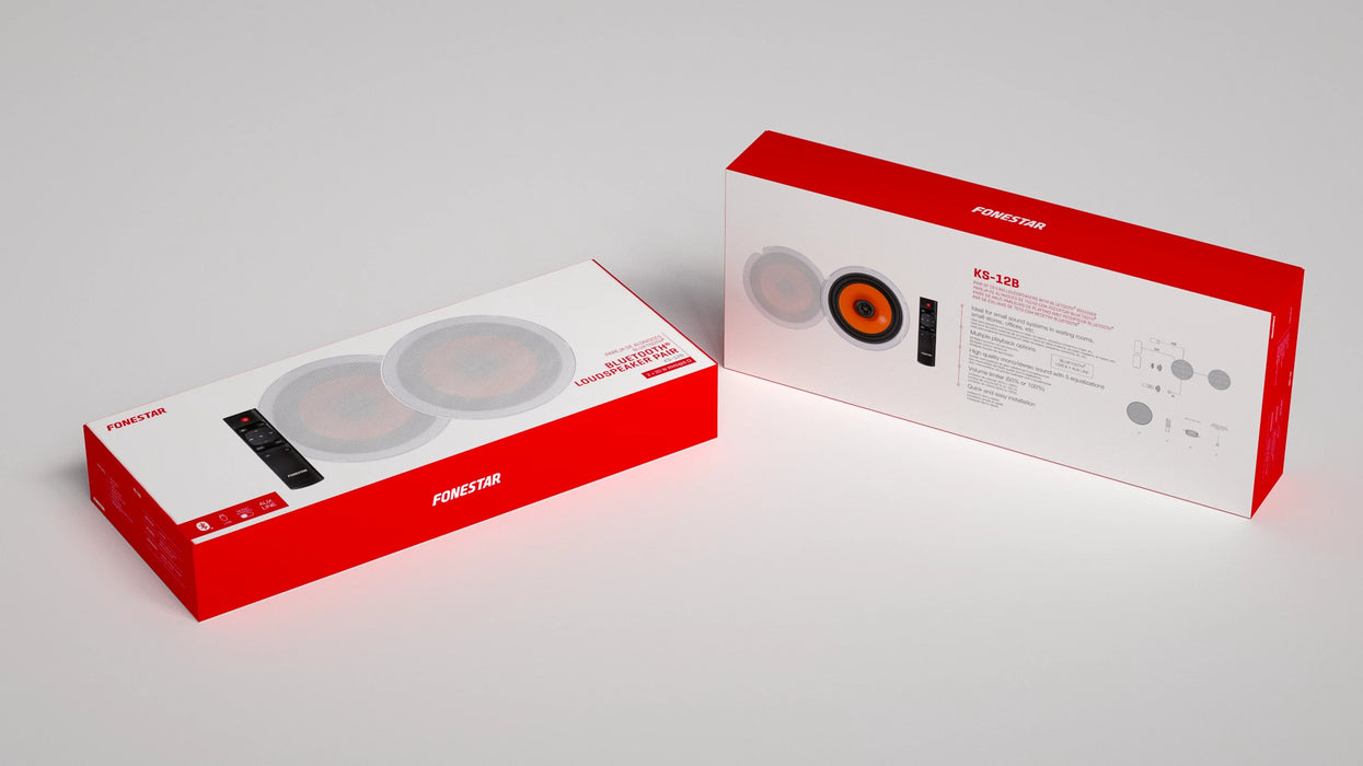 Fonestar KS-12B Pair of 6" Bluetooth Ceiling Speakers with Remote Control