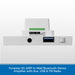 A white in-wall Bluetooth stereo amplifier shown against a light gray background, with a blue text banner at the bottom reading 'Onestard KS-AMP In-Wall Bluetooth Stereo Amplifier with Aux, USB & FM Radio'. The device features a USB-C port, a rotary switch, and input labels for AUX OUT, AUX 2, L, R, L/R, ANT, and FM.