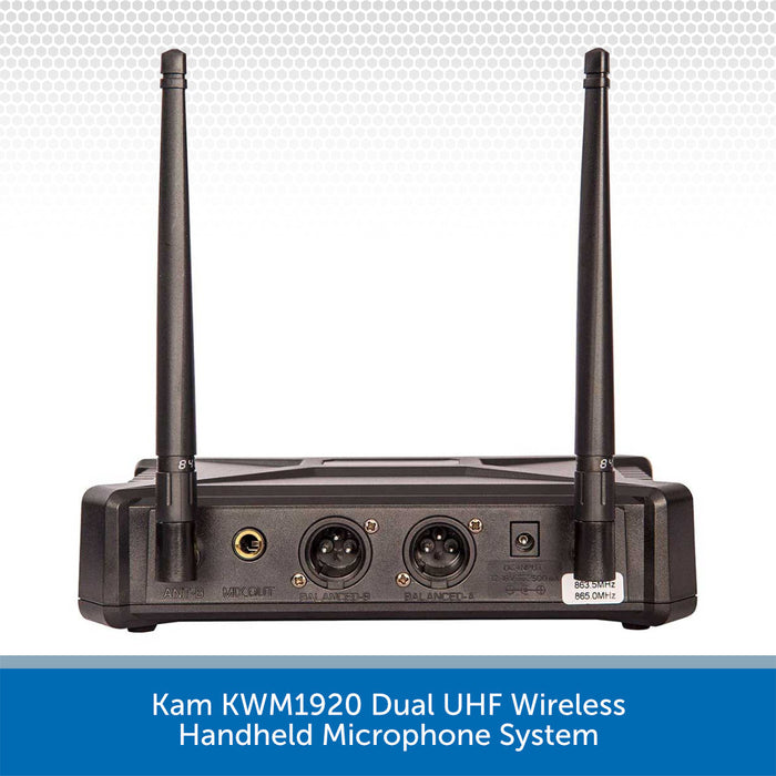 Kam KWM1920 Dual UHF Wireless Handheld Microphone System on a white background
