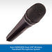 Black handheld microphone with text 'Kam KWM1920 Dual UHF Wireless Handheld Microphone System' on a white background