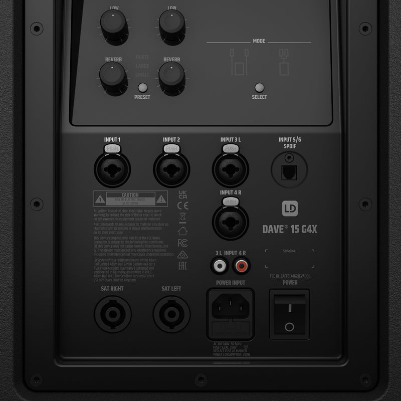 LD Systems DAVE 15 G4X Compact 2.1 Active PA System with Bluetooth - Black
