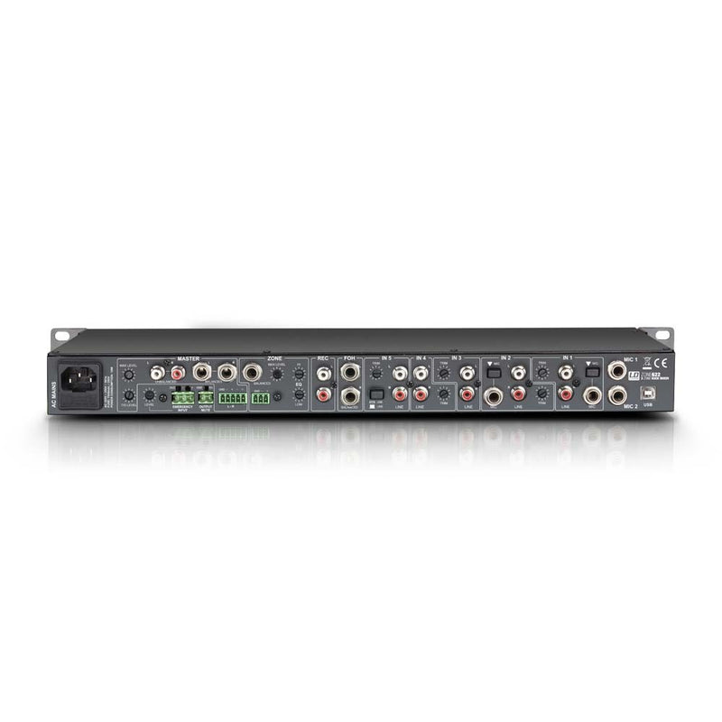 LD Systems ZONE 622 2-Zone 19" 1U Rack Mixer