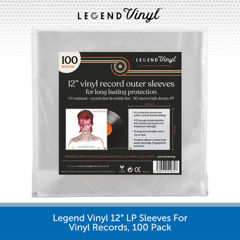 Legend Vinyl 12″ LP Sleeves For Vinyl Records, 100 Pack