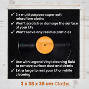 Legend Vinyl Pack of 3 Extra-large Vinyl Cleaning Microfibre Cloths Specs