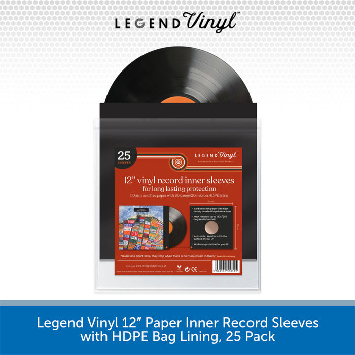 Legend Vinyl 12″ Paper Inner Record Sleeves Black