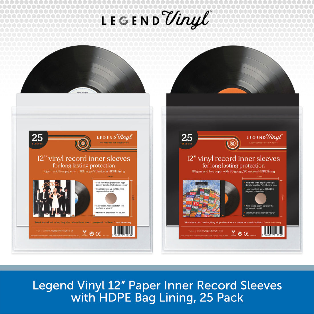 Legend Vinyl 12″ HDPE Inner Record Sleeves, 50 Pack | Audio Volt