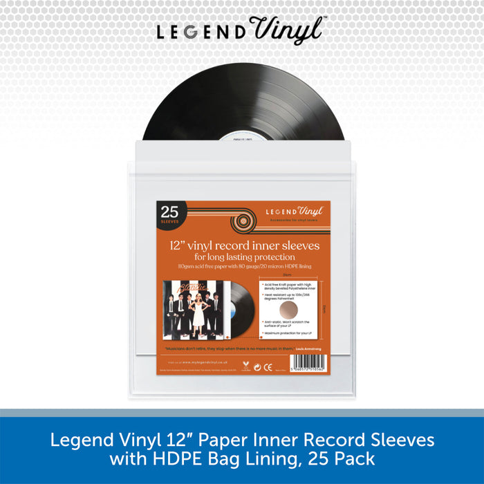 Legend Vinyl 12″ Paper Inner Record Sleeves White