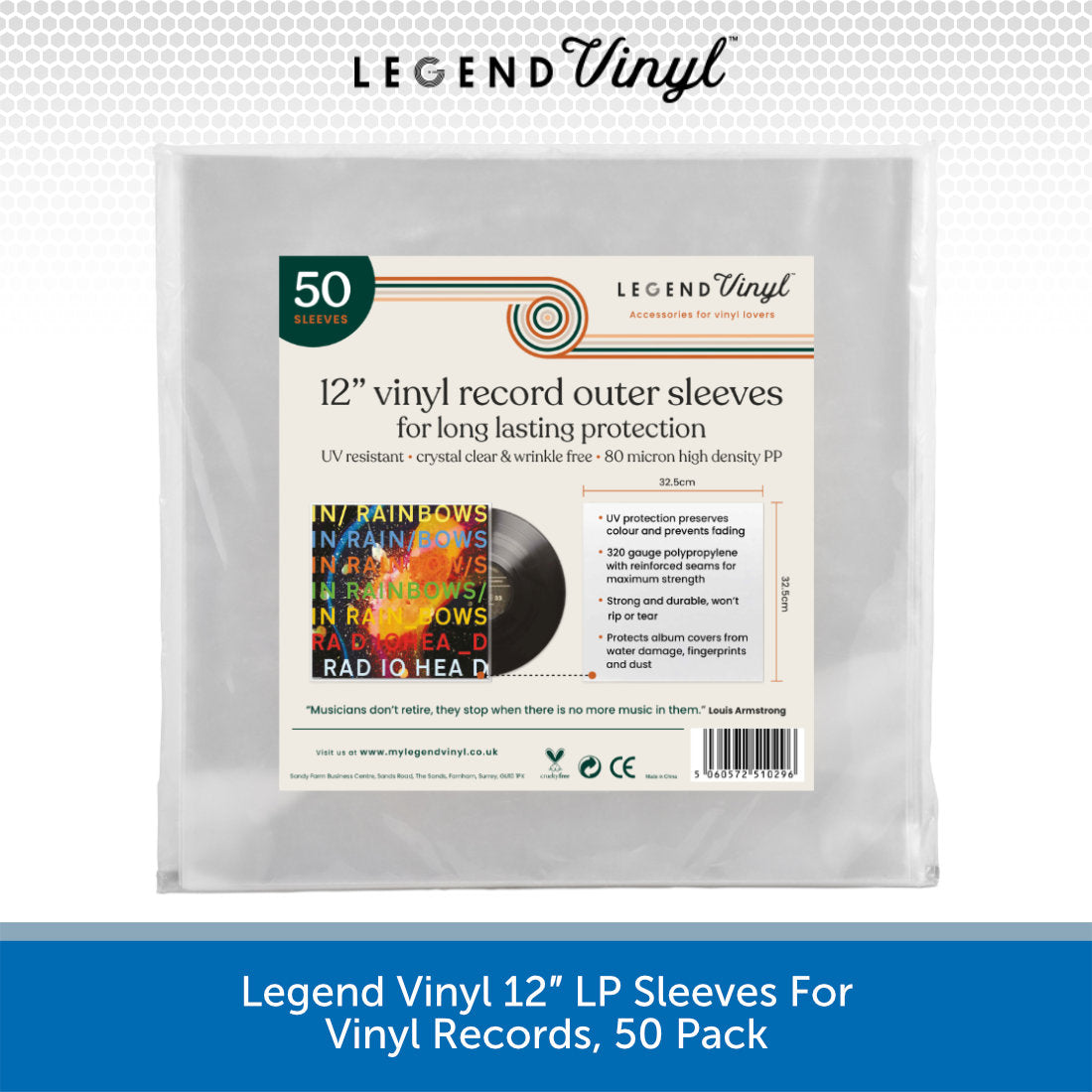 Legend Vinyl 12″ LP Sleeves For Vinyl Records, 50 Pack | Audio Volt