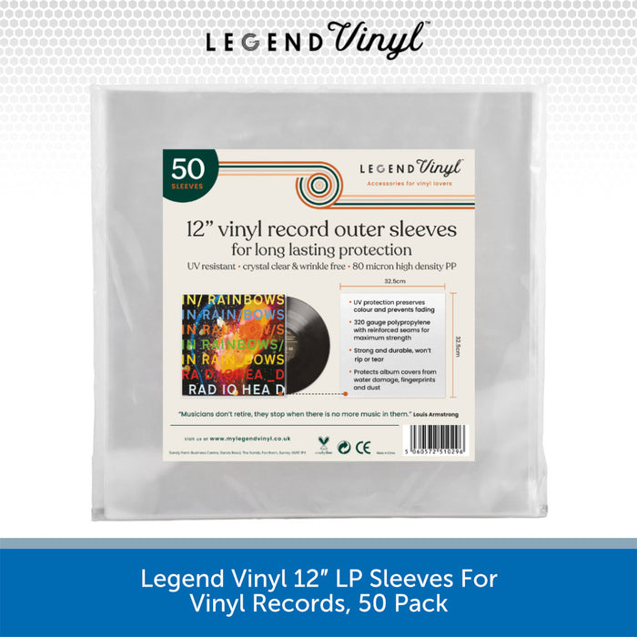Legend Vinyl 12″ LP Sleeves For Vinyl Records, 50 Pack