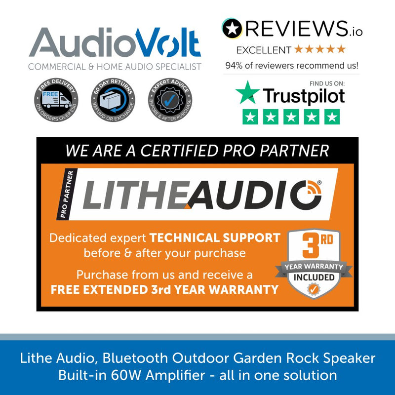 Lithe Audio, Garden Rock Speaker Bluetooth and Built in 60W Amplifier