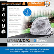 Lithe Audio, Garden Rock Speaker Bluetooth and Built in 60W Amplifier
