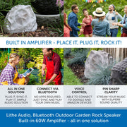 Lithe Audio, Garden Rock Speaker Bluetooth and Built in 60W Amplifier